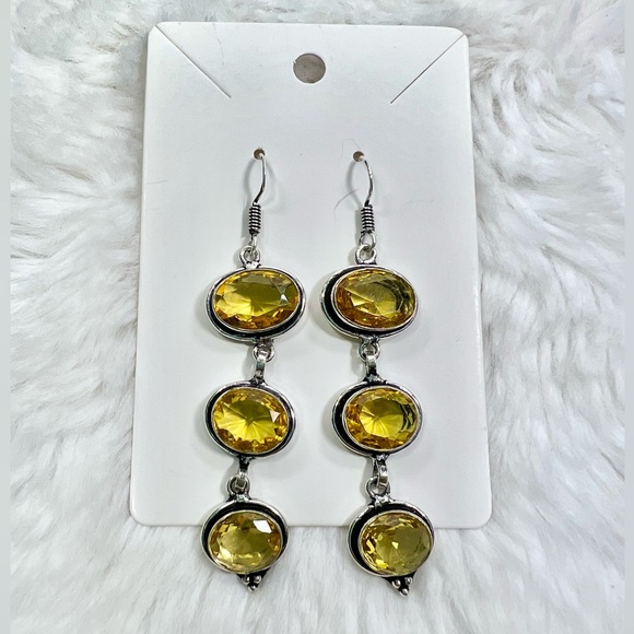 Mookaite Citrine 925 Large Gemstone Necklace & Earrings - Picture 3 of 7